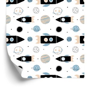 Papier Peint Fusées Et Planètes Colorées – Image 2