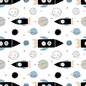 Papier Peint Fusées Et Planètes Colorées – Image 1