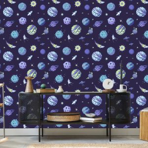 Papier Peint Cosmos Bleu Et Planètes – Image 5
