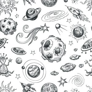 Papier Peint Cosmos Noir Et Blanc – Image 1