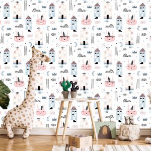 Papier Peint Maisons Et Coeurs Colorés – Image 5