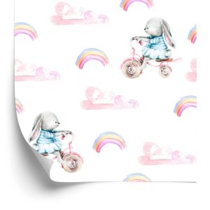 Papier Peint Lapins Et Coeurs Arc-En-Ciel – Image 2