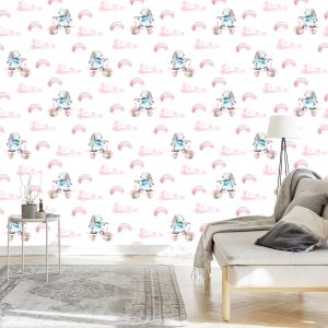 Papier Peint Lapins Et Coeurs Arc-En-Ciel – Image 3