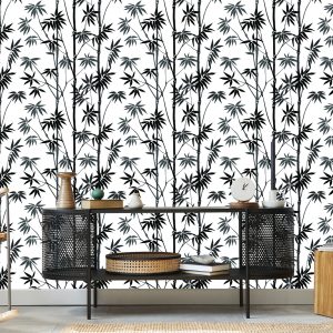 Papier Peint Forêt De Bambous Noir Et Blanc – Image 5
