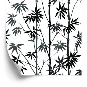 Papier Peint Forêt De Bambous Noir Et Blanc – Image 2