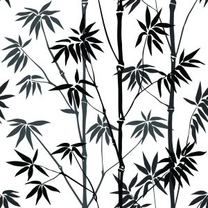 Papier Peint Forêt De Bambous Noir Et Blanc – Image 1