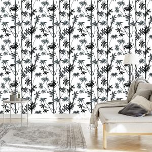 Papier Peint Forêt De Bambous Noir Et Blanc – Image 3