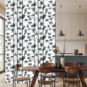 Papier Peint Forêt De Bambous Noir Et Blanc – Image 4