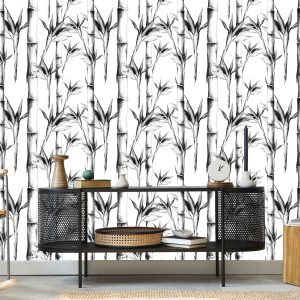 Papier Peint Forêt De Bambous Noir Et Blanc – Image 5
