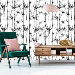 Papier Peint Forêt De Bambous Noir Et Blanc – Image 6