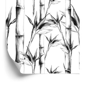 Papier Peint Forêt De Bambous Noir Et Blanc – Image 2