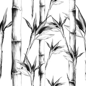 Papier Peint Forêt De Bambous Noir Et Blanc – Image 1