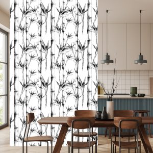 Papier Peint Forêt De Bambous Noir Et Blanc – Image 4