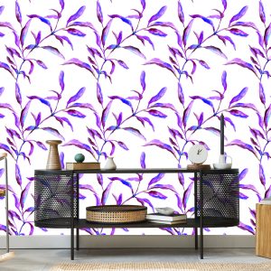 Papier Peint Feuilles D'aquarelle Pourpre – Image 5