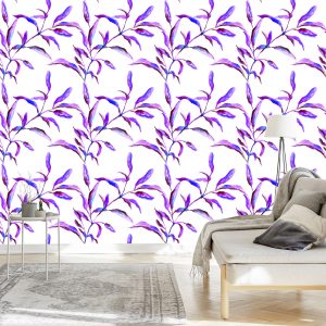 Papier Peint Feuilles D'aquarelle Pourpre – Image 3