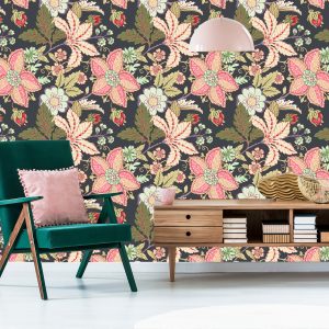 Papier Peint Fleurs Vintage Avec Des Feuilles – Image 6