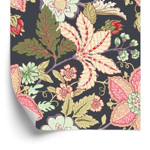 Papier Peint Fleurs Vintage Avec Des Feuilles – Image 2