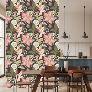Papier Peint Fleurs Vintage Avec Des Feuilles – Image 4