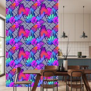 Papier Peint Feuilles Sur Des Motifs Géométriques – Image 4