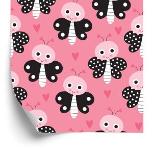 Papier Peint Pour Les Enfants - Papillons Et Coeurs – Image 2
