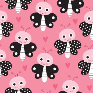 Papier Peint Pour Les Enfants - Papillons Et Coeurs – Image 1