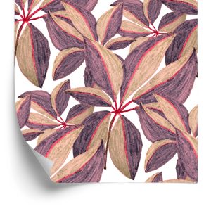 Papier Peint Feuilles Peintes Avec Des Brindilles Rouges – Image 2