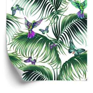 Papier Peint Feuilles De Palmier Avec Des Oiseaux – Image 2