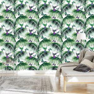 Papier Peint Feuilles De Palmier Avec Des Oiseaux – Image 3