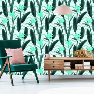 Papier Peint Feuilles Modernes Avec Des Fleurs – Image 6