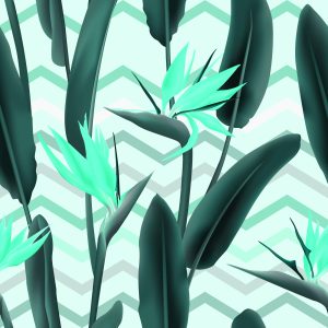 Papier Peint Feuilles Modernes Avec Des Fleurs – Image 1