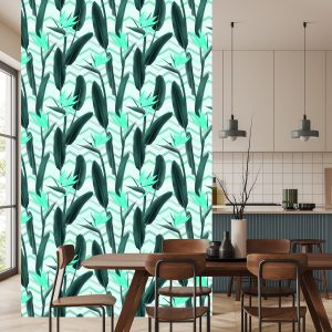 Papier Peint Feuilles Modernes Avec Des Fleurs – Image 4