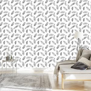Papier Peint Plumes Noires Et Blanches – Image 3