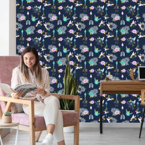 Papier Peint Flèches Indiennes Avec Des Fleurs – Image 7