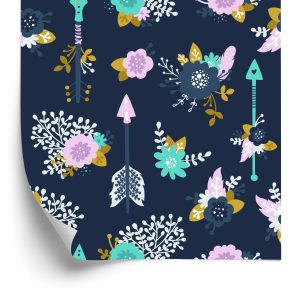 Papier Peint Flèches Indiennes Avec Des Fleurs – Image 2