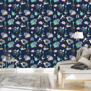 Papier Peint Flèches Indiennes Avec Des Fleurs – Image 3