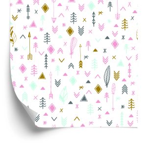 Papier Peint Flèches Avec Des Plumes Dans Le Style Boho – Image 2