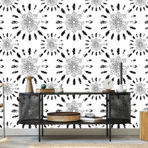 Papier Peint Motifs Indiens Noirs Et Blancs – Image 5