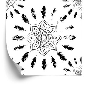 Papier Peint Motifs Indiens Noirs Et Blancs – Image 2