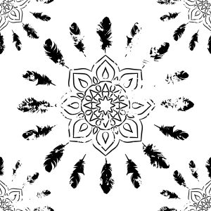 Papier Peint Motifs Indiens Noirs Et Blancs – Image 1