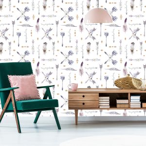 Papier Peint Flèches Indiennes Avec Plumes – Image 6