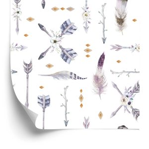 Papier Peint Flèches Indiennes Avec Plumes – Image 2