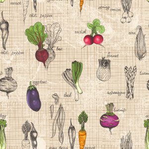 Papier Peint Dessins De Légumes Dans Un Style Vintage – Image 1