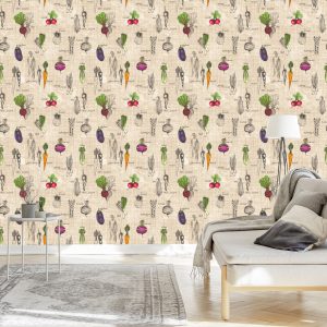 Papier Peint Dessins De Légumes Dans Un Style Vintage – Image 3