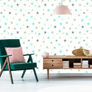 Papier Peint Pour Les Enfants - Etoiles Bleues Et Grises – Image 6
