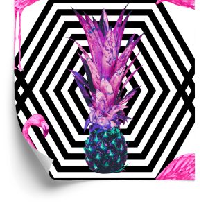 Papier Peint Ananas Et Flamants Roses – Image 2