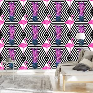 Papier Peint Ananas Et Flamants Roses – Image 3