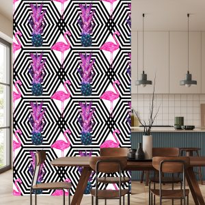 Papier Peint Ananas Et Flamants Roses – Image 4