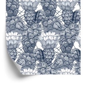 Papier Peint Cactus Avec Des Fleurs – Image 2