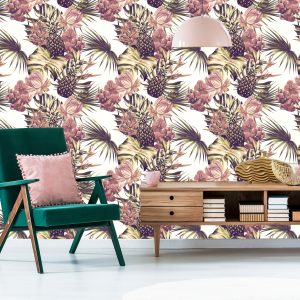 Papier Peint Ananas Avec Feuilles Et Fleurs De Monstera – Image 6