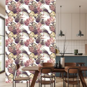 Papier Peint Ananas Avec Feuilles Et Fleurs De Monstera – Image 4